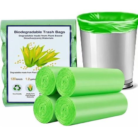 120 sacs poubelle biodégradables 4.5L,Sacs poubelle pour bac à compost 120 sacs poubelle alimentaires de cuisine biodégradables et sacs poubelle biodégradables pour la cuisine (1/5)