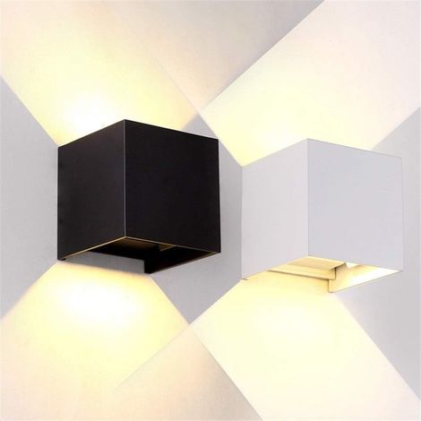 Applique murale pour salon, Éclairage moderne haut/bas, Couloir, escalier, chambre, IP65, Design cube rond, Orientable, Extérieur/Allée, 20 W (1/4)