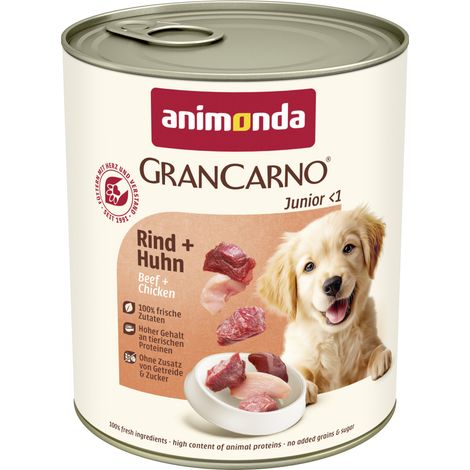 Animonda GranCarno Hundenassfutter Junior getreidefrei 800 g Rind & Huhn Nassfutter