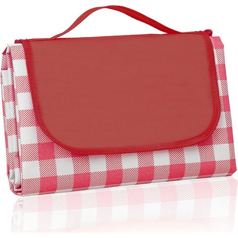 Outdoor Foldable Waterproof Sand Mat, Extra Large Picnic Blanket 60" x 80"  - Red Striped (1/5)