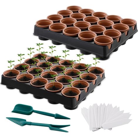 Lot de 2 Plateaux de Semis avec Godets 6cm – Barquette de Transport Réutilisable pour Germination – Kit Semis Facile avec 40 Pots pour Semis, Boutures et Propagation des Plantes (1/5)