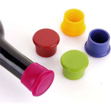 Set di 5 tappi per vino in silicone, riutilizzabili, sigillanti per bottiglie di vino, birra e champagne. (1/4)