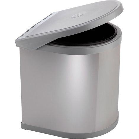 Poubelle de porte pivotante automatique - 13 l - Décor : Inox / Gris - Matériau : Inox / Plastique - ELLETIPI