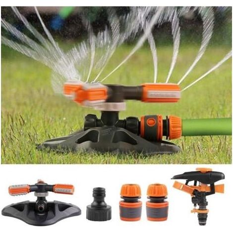 Arroseur de Jardin, Automatique 360 Rotatif Réglable Jardin Arroseur 3 Bras Arroseur de Pelouse ABS Rotation Pulvérisation Buse Arrosage Tête (1/4)
