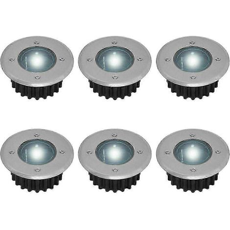 Lot de 6 spots solaires LED encastrables - ronds - diamètre : 85 mm - résistants aux chocs - façade en acier inoxydable - 6 lampes solaires (1/5)
