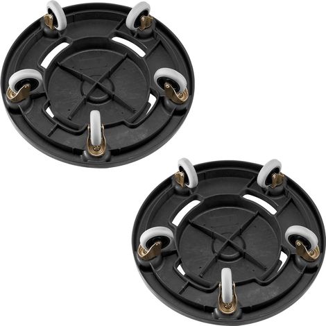 Chariot pour poubelle compatible avec les conteneurs de 20 à 55 gallons, lot de 2 plateaux ronds à 4 roues, charge 227 kg (1/5)