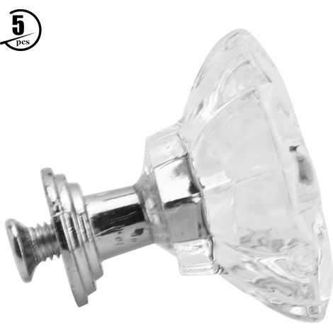 5PCS Poignées de Tiroir en Cristal Acrylique Style Européen, Forme Fleur pour Portes et Tiroirs