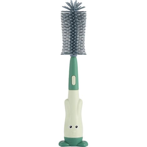Biberon Silicone Brosse Nettoyage Lapin Forme Long Manche Biberon Brosse Lapin Silicone Sans Emballage Vert (1/5)