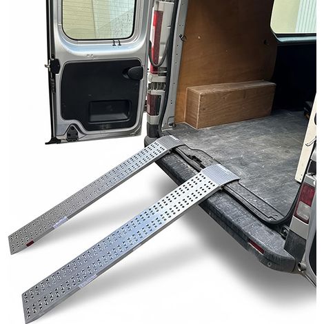 Motorradrampe 1.50m - Breite 200mm - Ladehöhe 350 à 450mm - bis 600kg Traglast pro Paar bei Achsenabstand 1250mm - als Einzelstück verkauft - M030B2/HLS/15U
