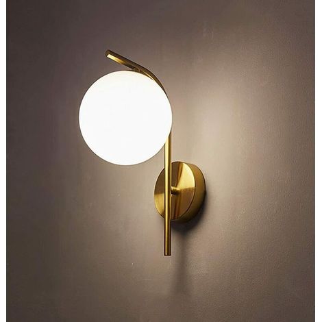 Lampe Murale De Créativité Moderne Avec Abat-Jour En Verre Boule, E27 Fini Doré Appliques Murales Luminaire Personnalité Montage Mural Lumière Pour Chambre Salon Couloir Art Mural (1/5)