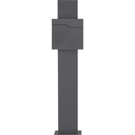 ECD Germany Cassetta Postale con Tubo per Giornali 37 x 37 x 11 cm e Supporto 25 x 170 x 7,5 cm in Acciaio Verniciato a Polvere Piedistallo per Cassetta delle Letere con Accessori di Montaggio (1/5)