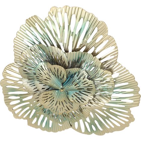 Décoration murale en métal, sculpture murale triangulaire moderne et élégante en fer représentant une fleur de ginkgo en 3D, idéale pour le salon, la chambre ou le hall d'entrée (Type A).