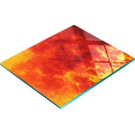 Tagliere da cucina in vetro temperato con grafica a fiamme, 60x52 cm (1/5)