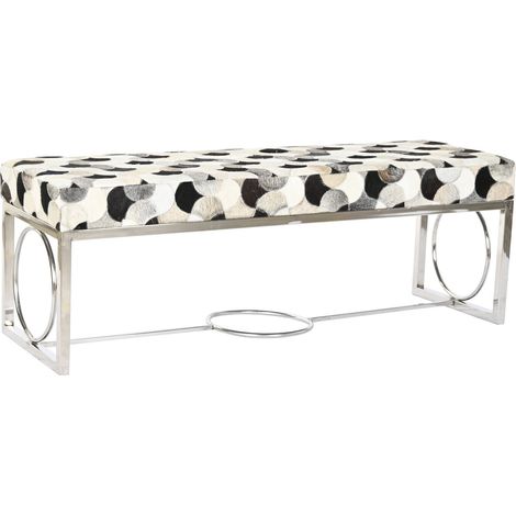 Banquette Cuir Acier 122X41X44 Losanges Blanc (1/5)