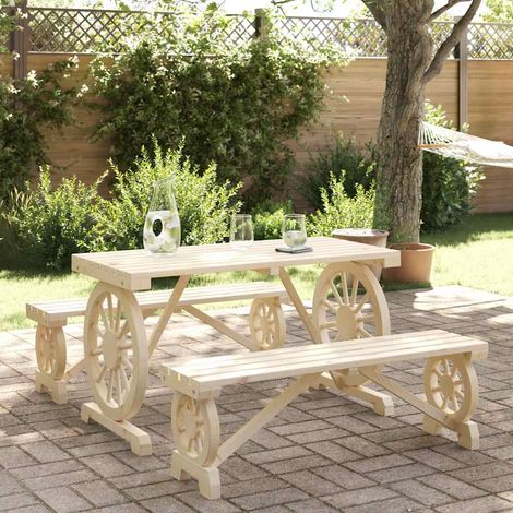 vidaXL Set da Pranzo da Giardino 3 pz in Legno Massello di Abete (1/5)