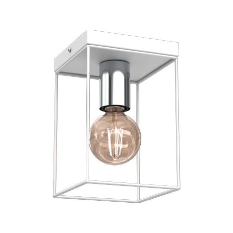 Plafonnier carré blanc chromé Homen Luminex E27 15W