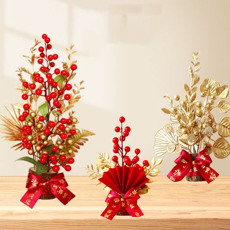 Décoration de table Arbre à Porte-Bonheur, ornement d'arbre de la fortune réaliste et exquis avec étiquette pour le festival du printemps, pendaison de crémaillère, petit format A (1/5)