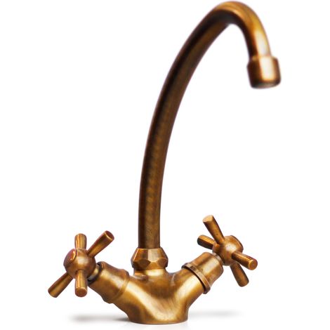 Rubinetto per Lavello da Giardino a Collo d’Oca in Ottone Bronzato (1/2)