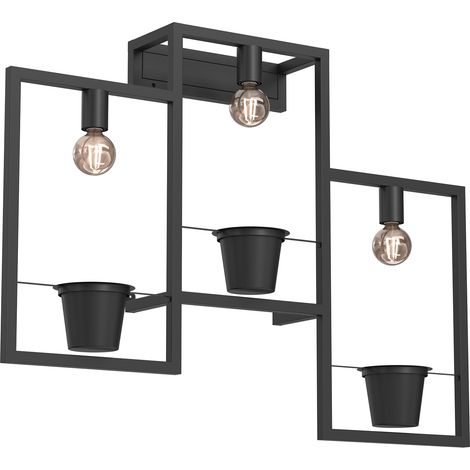 Applique industriale nera opaca Flores 3xE27 Luminex