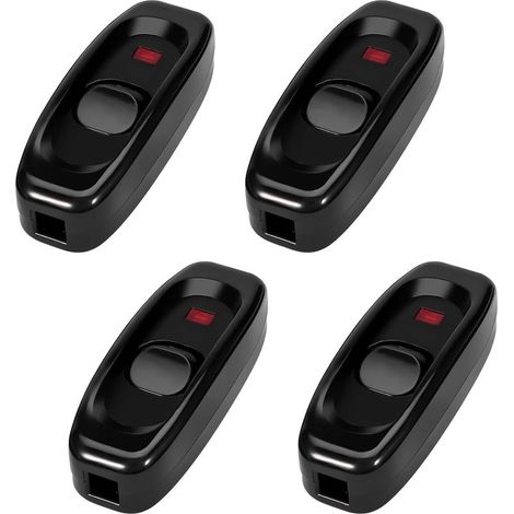 4 Pièces Interrupteur Lampe de Chevet, Interrupteurs avec Voyant Lumineux, ON/OFF à Touche Basculante 250V 10A pour Cordon Lampe Table Petits Appareils, Interrupteur Intermédiaire avec Fonctio (1/5)