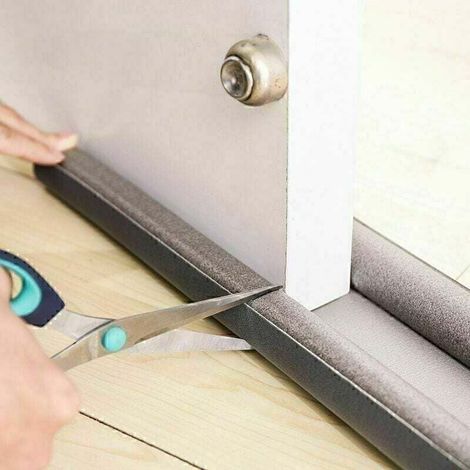 Junta de puerta con doble aislamiento, universal, impermeable, resistente al viento y al ruido (gris, 1 unidad) (1/4)