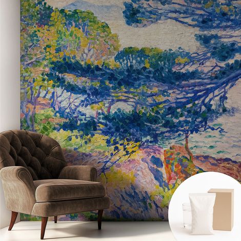 Tapete Vliestapete mit Kleber- abwaschbar - Raumgestaltung Schlafzimmer Wohnzimmer Tapete Impressionistische Landschaft 250x250 cm (1/5)