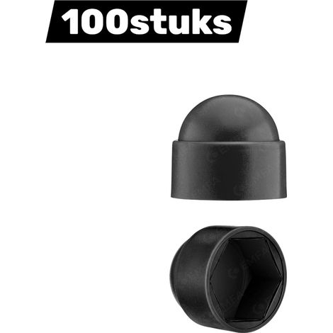 Lot de 100 embouts décoratifs protecteurs pour écrous hexagonaux, filetage M10, sûrs et élégants, couleur noire (1/4)