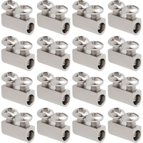 50 colliers de serrage M3 10 x 5 mm à double trou, en acier avec fermeture à vis pour bornes, compatibles avec les câbles à trou de 3,0 mm, couleur argent. (1/4)