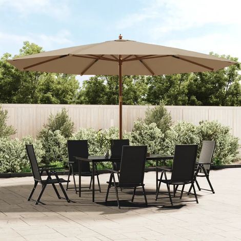 Sonnenschirm mit Holzmast Taupe 400x273 cm vidaXL (1/3)