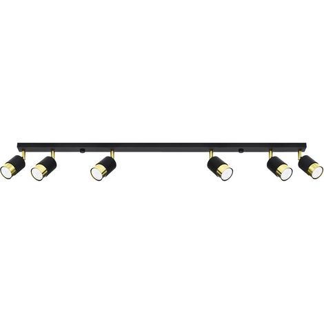 Deckenstrahler, schwarz, länglich, sechs Schirme, gold, 6xGU10 10W, NERO SL.1073, Sollux Lighting (1/5)