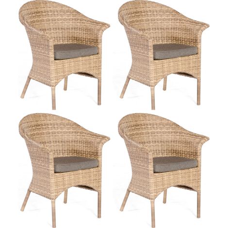 Sonnenpartner 4er-Set Garten-Sessel Cayman Aluminium mit Polyrattan natura-antik Gartenstuhl (1/2)