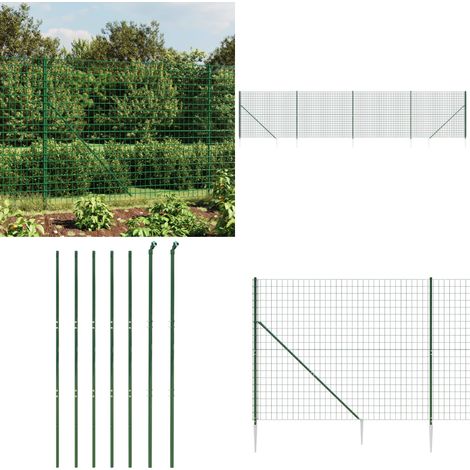 Clôture en treillis métallique et piquet d'ancrage vert 1,4x10m - Clôture en acier galvanisé - Clôture en PVC (1/5)