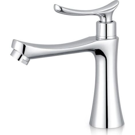 Robinet mitigeur à levier unique pour toilettes d'invités avec un trou - Montage sur pont - Chrome poli (1/4)