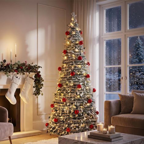 ECD Germany Albero di Natale Artificiale Pieghevole 180 cm, Già Decorato (1/5)
