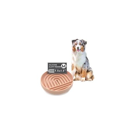 Anti-Fressnapf aus Silikon, ideal für langsam fressende Hunde und Welpen. Das moderne Design mit einer ableckbaren Unterlage reduziert das Risiko des Verschluckens. 19 cm breit x 4 cm hoch. – Crezuo