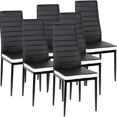 6 pcs Silla de comedor negro-blanco ES (1/5)