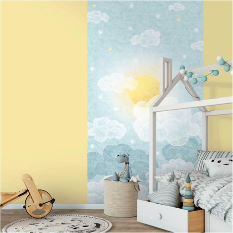 Photo wallpaper wall Profhome 770641 non-woven wallpaper smooth with pattern for kids matt blue white fuchsia yellow 1,59 m x 2,8 m (1/5)