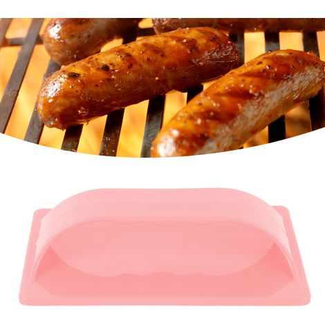 Cortador de salchichas multifuncional para barbacoa y camping, también apto como cepillo para parrilla. Color: Rosa. Fácil de limpiar. Material: Plástico. Dimensiones: 14 x 9,4 x 3,3 cm. 15 cuchillas. (1/5)