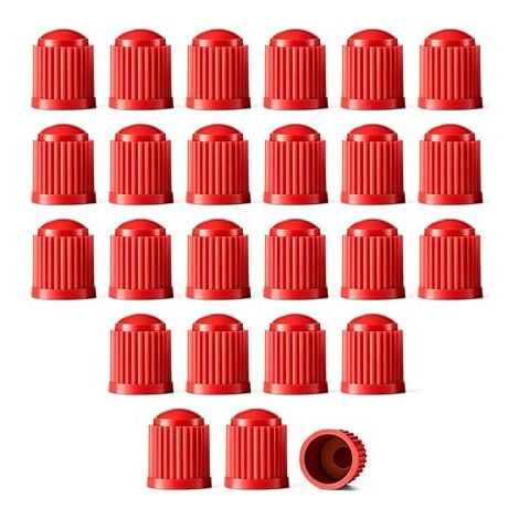 Lot de 25 Bouchons de Valve de Pneu, Bouchons Anti-poussière en Plastique avec Joint torique pour Voiture, SUV, Moto et vélo (Rouge) (1/5)