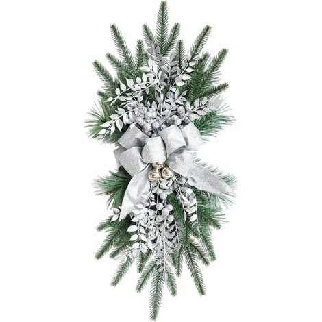 Garland of Christmas artificial 22' in shape of larme with large noeud printed, ball of Christmas, pink, snow, branches givrées, couronne of stairs for decoration indoor C (1/5)