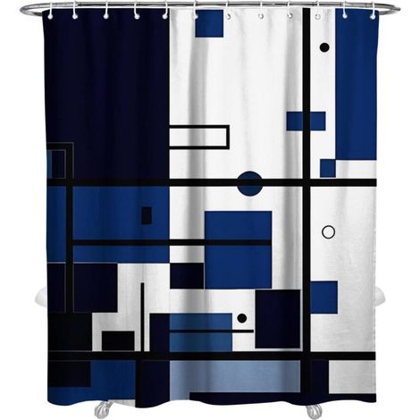 Cortina de ducha minimalista Block 1, 7284 pulgadas, estilo rústico, impermeable, compatible con barras de cortina de ducha estándar, 12 ganchos.