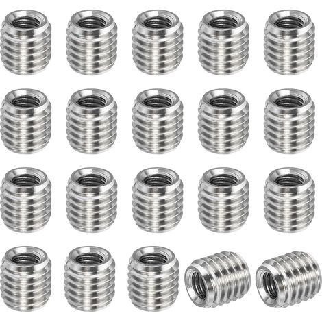 Filetage Adaptateurs Manchon Réducteur Écrou, 20 pcs M10x1,5 Mâle à M6x1.0 Femelle Réparation Insert Écrou Vis Réducteur Conversion Inox Acier 10mm (1/5)