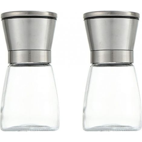 BEBUSINGOTO Pfeffermühle aus Edelstahl, manuelle Salz- und Gewürzmühle, Salz- und Pfefferstreuer, Gewürz- und Kräutermühle, 2-teilig (1/5)