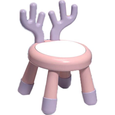 Tabouret Enfant Anti-Dérapant avec Son - Chaise Petite à Dossier pour Maison et Maternelle, Design Cerf Rose et Violet (1/5)
