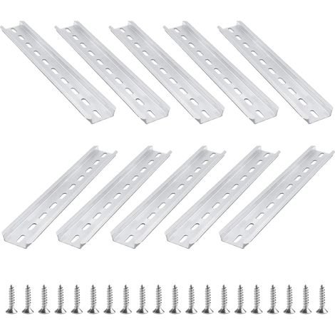 Paquete de 10 rieles DIN de aluminio - Longitud: 300 mm - para armarios de distribución eléctrica - Montaje en riel - Ancho: 35 mm - Altura: 7,5 mm (1/5)