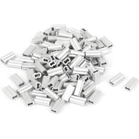 Manchon En Aluminium Pour Câble D'Acier - 1 mm - 8 x 4 x 3 mm - Argent - 100 Pièces