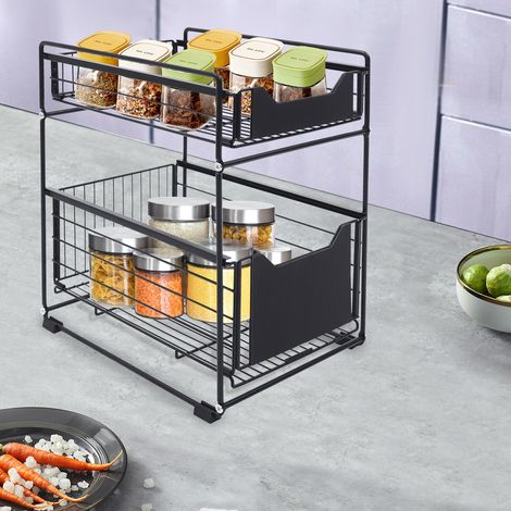 Organizzatore armadio cucina 2 piani, scaffale sotto lavabo, organizzatore armadio lavello (1/5)