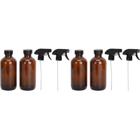 Lot de 4 flacons vaporisateurs ambrés vides pour huiles essentielles, avec vaporisateur à gâchette, étanches à la lumière et rechargeables, 480 ml. (1/5)