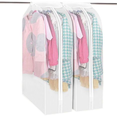 Housses à vêtements anti-poussière, housses de protection pour manteaux avec fermeture éclair, imperméables, lot de 2, 60 x 30 x 90 cm