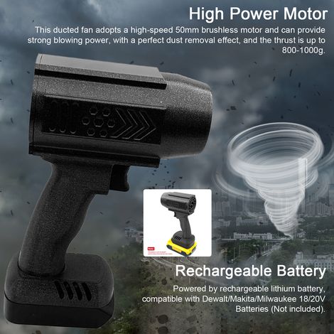 Ortviai Ventilateur Turbo Portable 50 mm avec Moteur Brushless – 1000 g de Poussée, Compatible Batteries Makita 18-20 V (1/5)